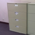 Beige 4 Drawer Lateral File Cabinet, Locking